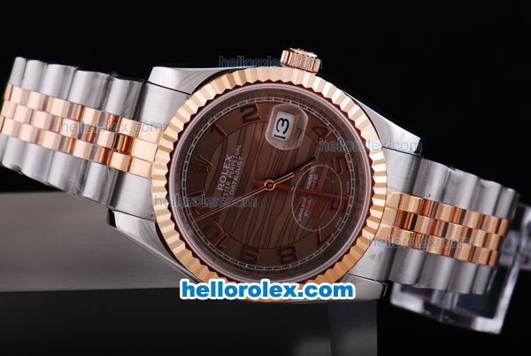 Rolex Datejust Oyster Perpetual Automatic Two Tone with Brown Dial and Brown Marking - Click Image to Close